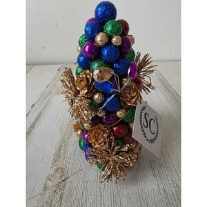 Salzburg creations SC mini blue purple green glitter tree gold sparkle Xmas